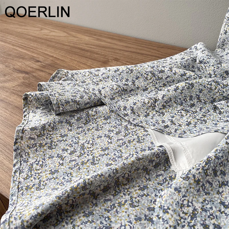 

QOERLIN Retro Floral Dress Female 2021 New O Neck Strap Waist A-line Dress Maxi Elegant Zipper Long Belted Dresses Women Sashes