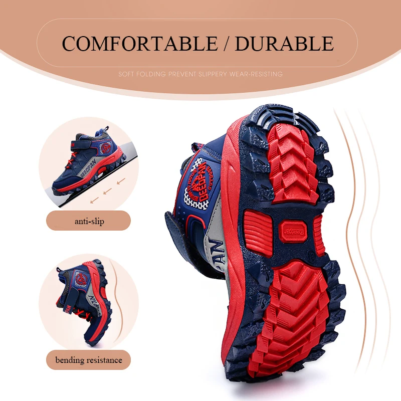 Теплые детские туристические ботинки с плюшевым покрытием зимняя обувь для