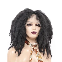 synthetic short afro crochet hair wigs african kinky curly lace front wigs heat resistant glueless cosplay wig for black women