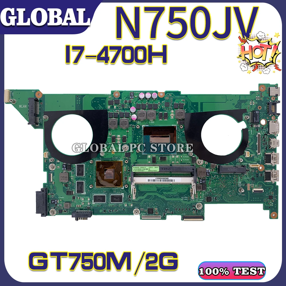 KEFU for ASUS laptop motherboard N750JV N750JK N750J G750JV mainboard 100% test OK I7-4TH GT750M