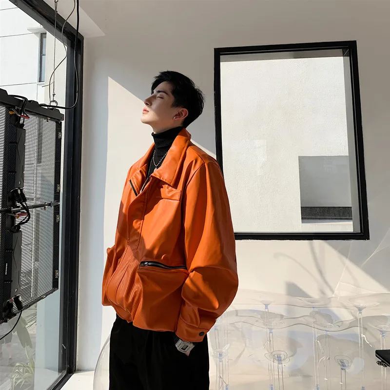 Куртка-бомбер мужская короткая из искусственного меха уличная одежда в стиле