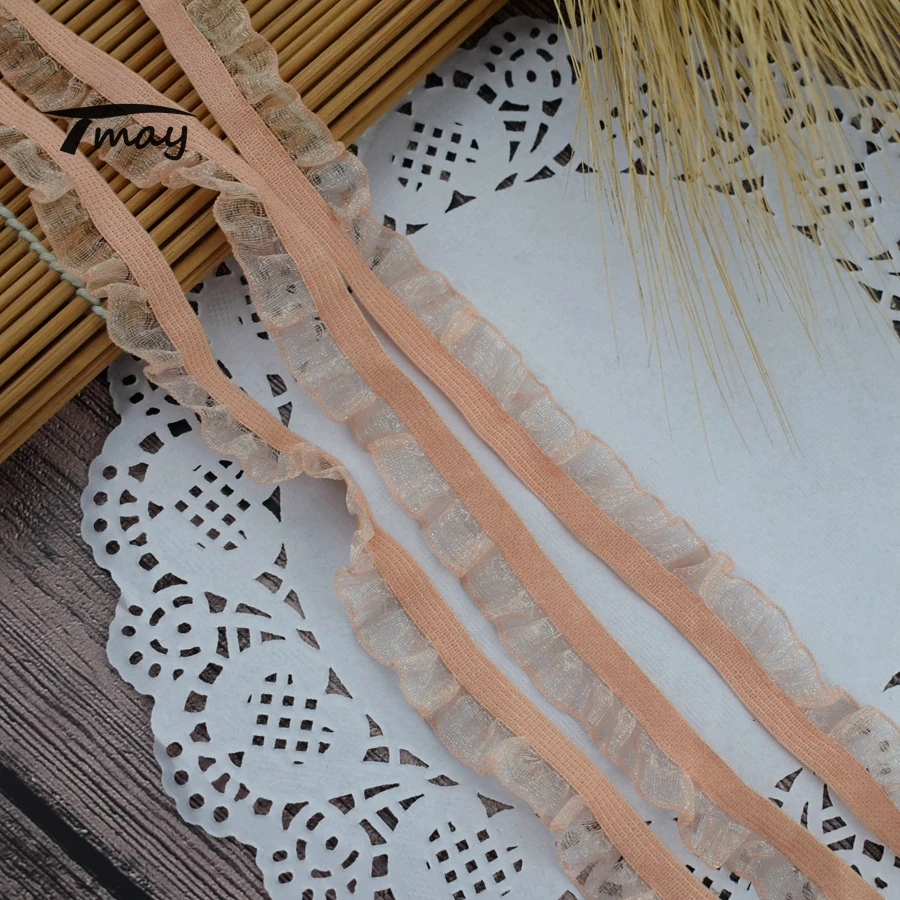 #1594 двухцветные кружева из органзы с оборками эластичные ленты для нижнего белья