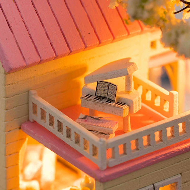 DIY кукольный домик игрушки Миниатюрная модель с 3D мебелью ручной работы