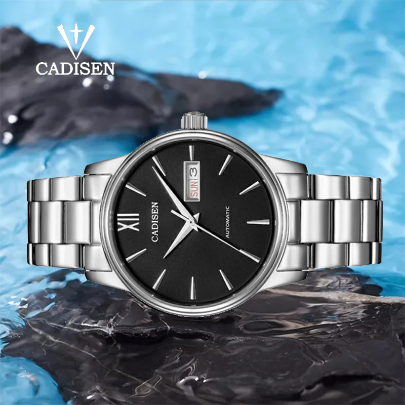 

CADISEN Men's Watch Automatic Winding Mechanical Watch Date Luxury Business 50M Waterproof Stainless Steel Case Sapphire Mirror