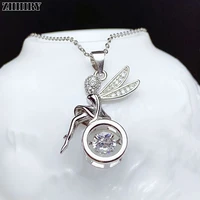 zhhiry real moissanite necklace pendant 925 sterling silver little angel shape pendants 1ct 6 5mm d vvs gemstone fine jewelry