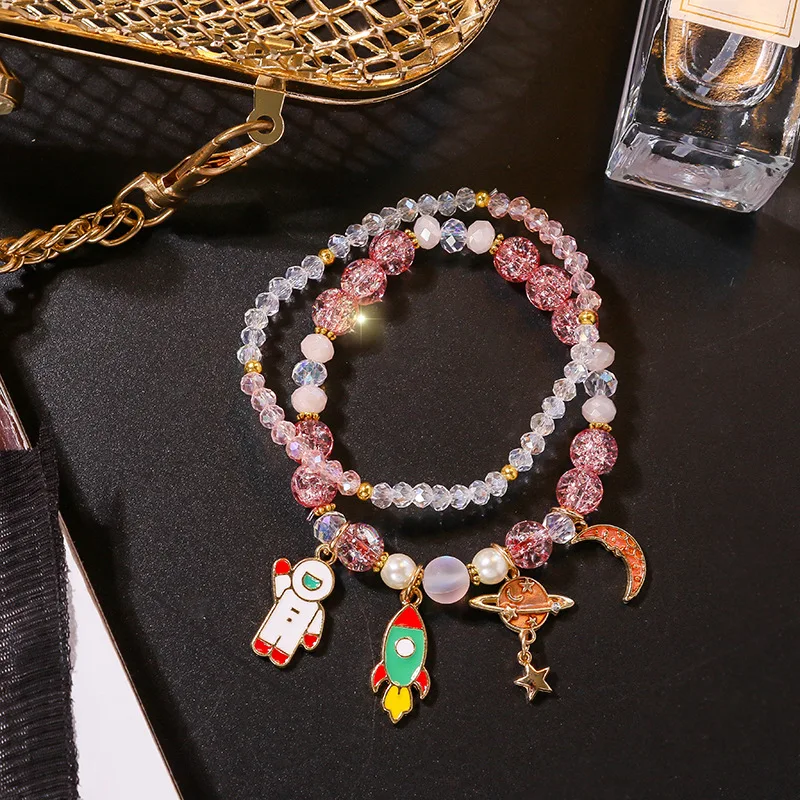 

Fashion popcorn crystal sweet small fresh double bracelet female wild bracelet student girlfriends bracelets hot sale