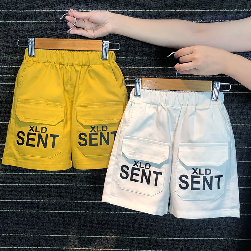 Новый летний костюм для мальчиков брюки средней длины От 0 до 7 лет детская одежда