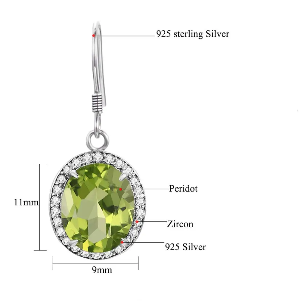 

Drop Earring For Women Small Lovely Silver Earring Green Peridot Gemstone Inlaid Zircon Romantic Birthday Gift Girl Fine Jewelry