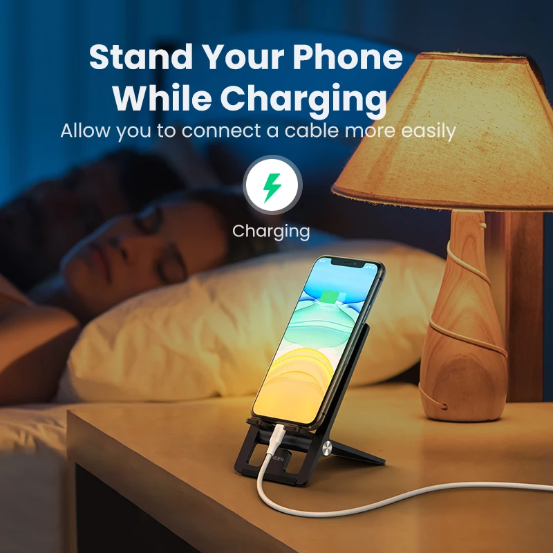 UGREEN Desk Phone Holder Stand Foldable Mobile Phone Stand for iPhone 13 12 Xiaomi Portable Cell Phone Stand for Samsung Huawei