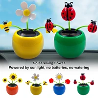 car ornament automobiles decoration dancing sunflower swinging bee toy gifts auto interior home decor solar girls accessories