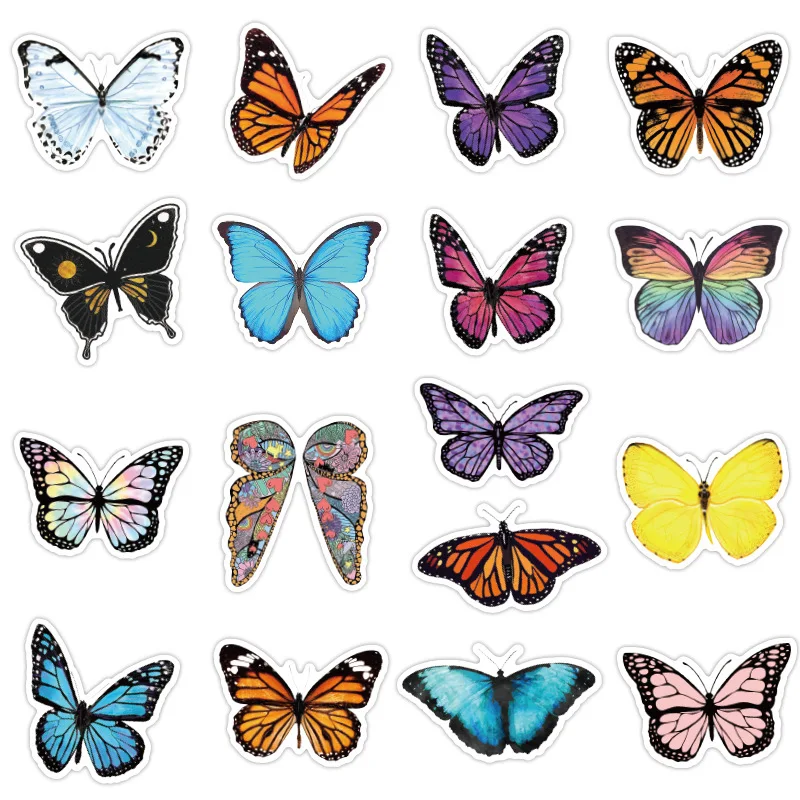

50 Hot Color Butterfly Graffiti Stickers Luggage Laptop Waterproof Stickers Can Be Customized Kawaii Stickers