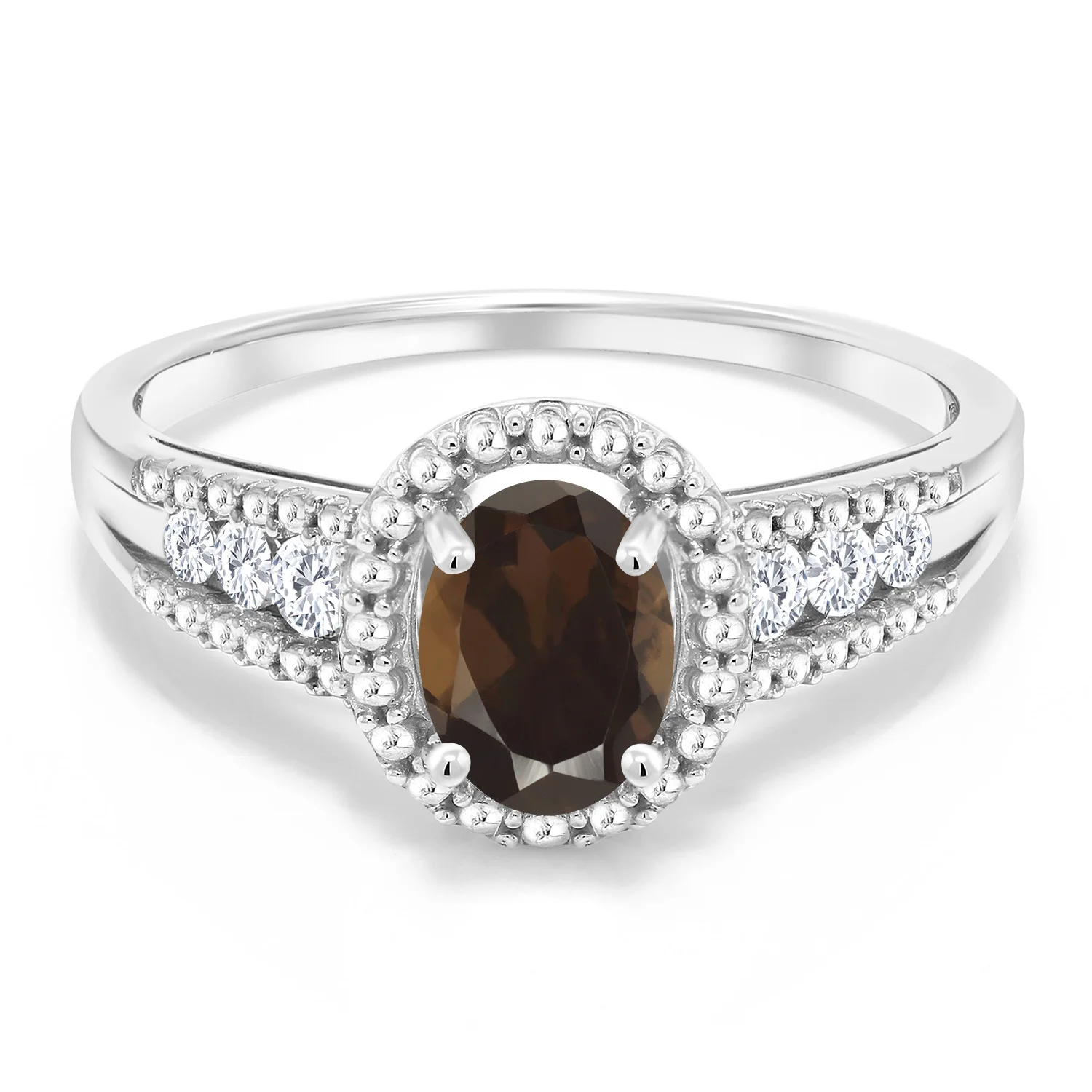 0 99 карат овальное коричневое дымчатое кварцевое белое сапфировое кольцо из
