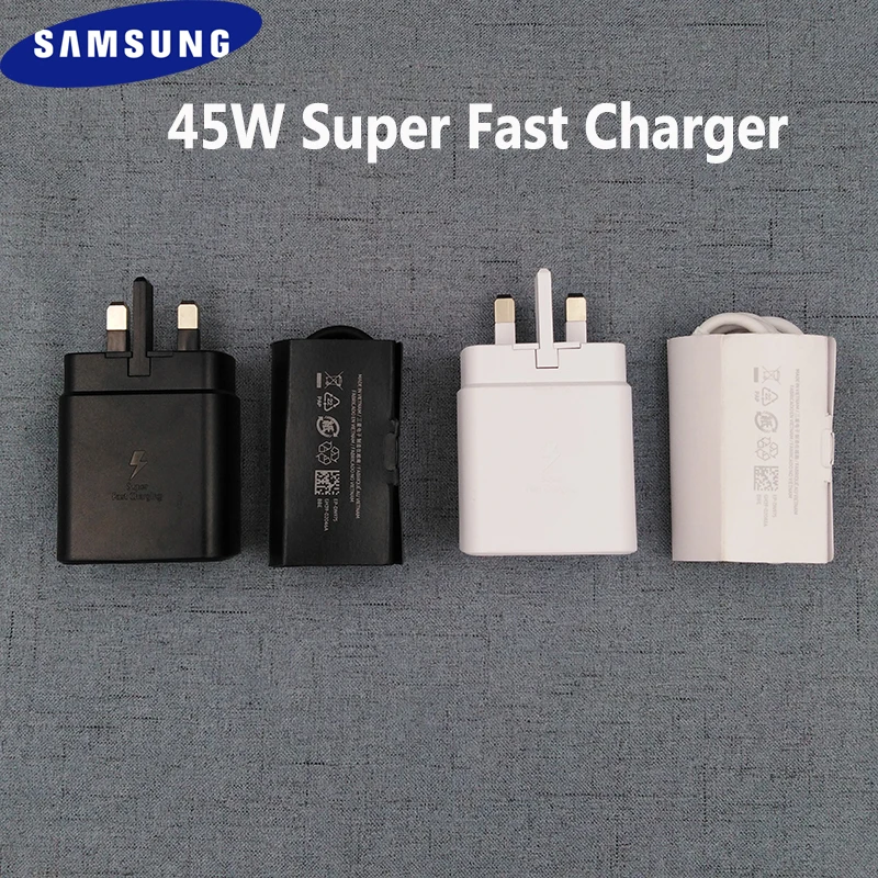 Samsung 45W Super Fast Charger UK Quick Charger Adapter 1/1.5M Usb Type C PD Cable For Galaxy S22 S21 S20 Ultra Note 20 10 Plus