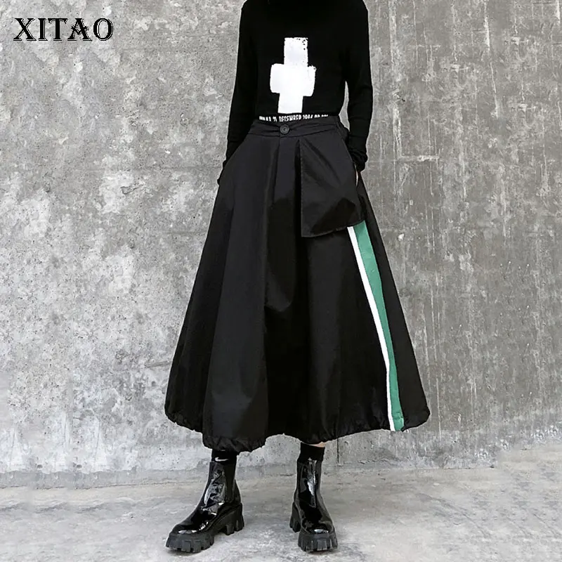 XITAO хит цвет высокая Wait юбка мода новая женская 2020 весна карман элегантная