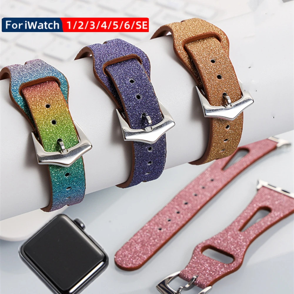 

Ремешок кожаный для Apple Watch Band 40 мм 41 мм 44 мм 45 мм, модный браслет для часов correa iWatch Series 4 5 6 7 SE, аксессуары для часов