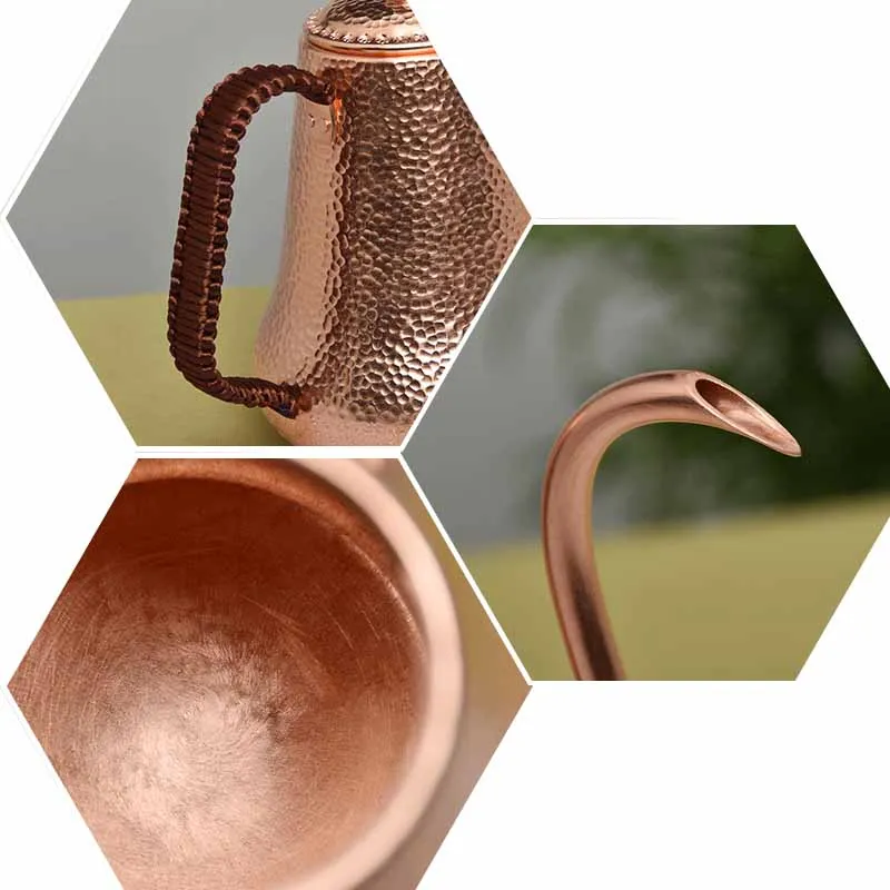 Молотый кофейный чайник из чистой красной меди высшего качества капельный