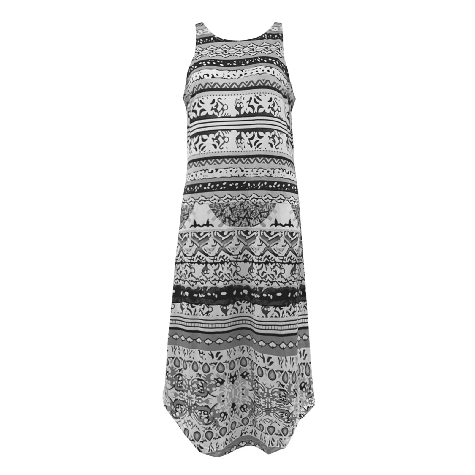 

Women Summer O-Neck Printing Folk-custo Sleeveless Off Shoulder Long Dresses Ladies Elegant Beach Dress Sundress