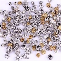 75 90pcs mixed size nickel free silver tone leaf rose alloy metal loose spacer beads diy wholesale supplies for jewelry making