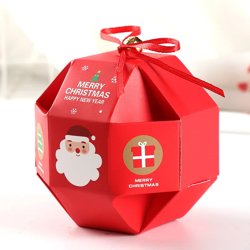 

10pcs/set Merry Christmas Cute Candy Box Bag Christmas Tree Gift Box With Bells Paper Box Gift Bags&candy For Biscuits Snack