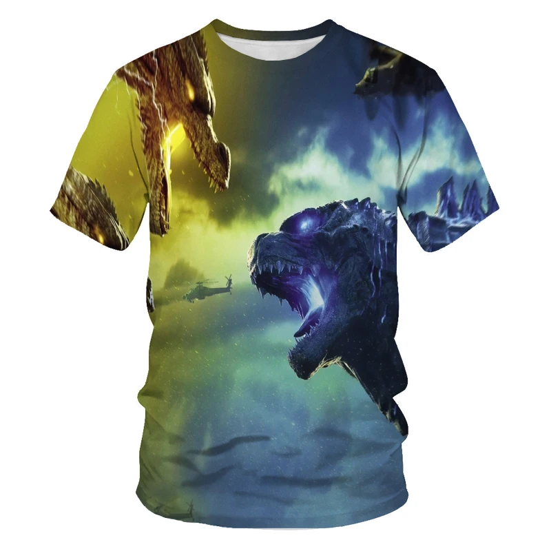 

Streetwear behemoth war sci-fi movie oversized T-shirt 3D printing male T-shirt O-neck short-sleeved summer breathable daily