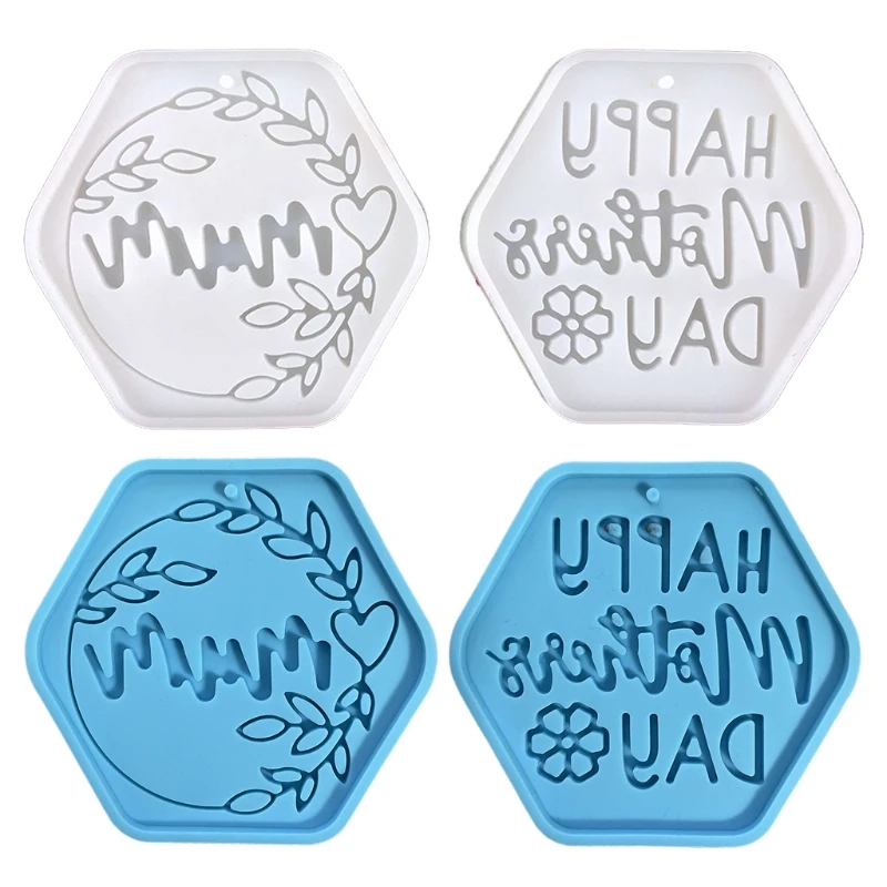 

Hexagon Keychain Silicone Mold Circle Keychain Charms Epoxy Resin Molds Casting Molds with Hole for DIY Crafts Making