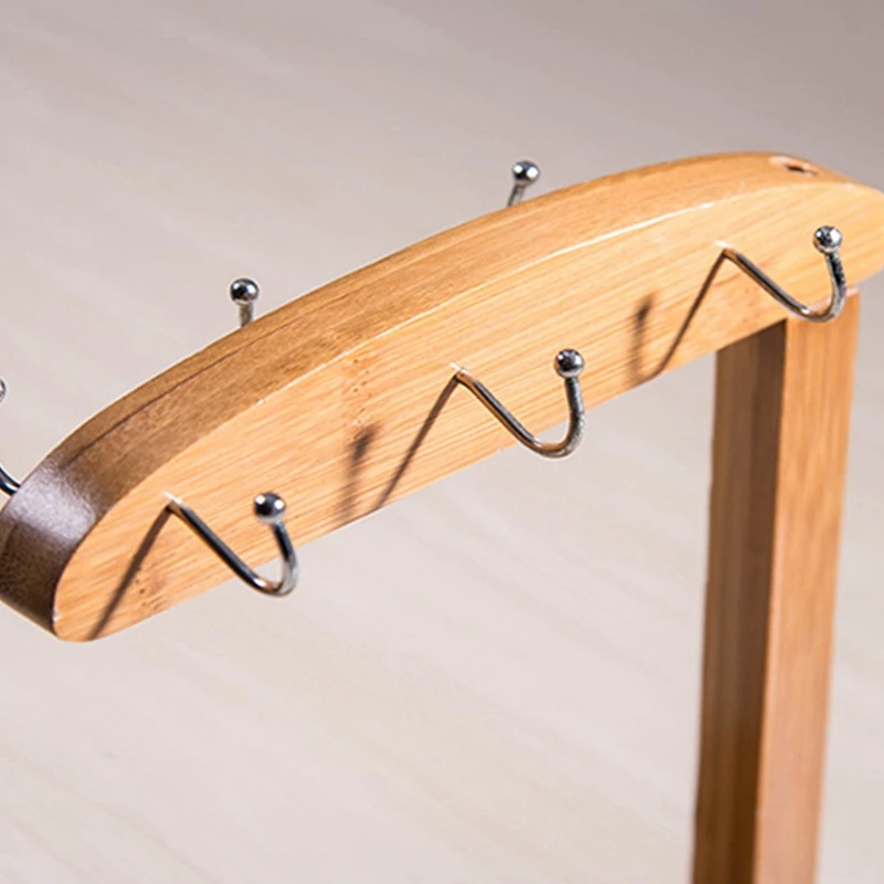 

Cup Holder Mug Rack - Bamboo Coffee Cup Rack Home Storage Creative Tea Mug and Saucer Display Organizer for Coffee Mugs