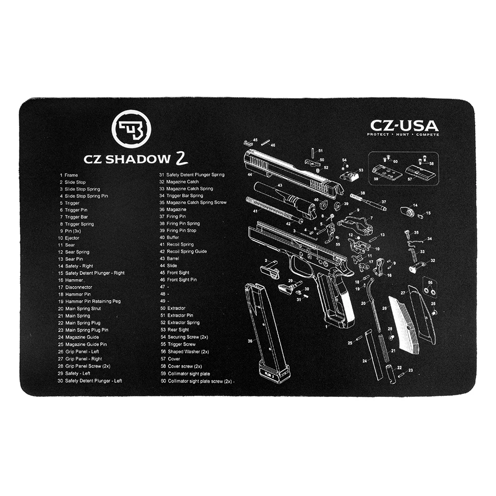 Нескользящий коврик для чистки пистолета настольный резиновый с схемами и