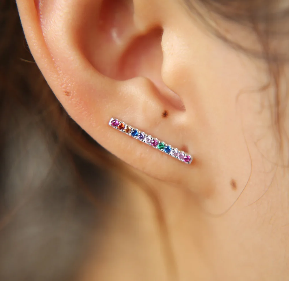 Женские Модные Разноцветные серьги-гвоздики из стерлингового серебра 925 пробы с