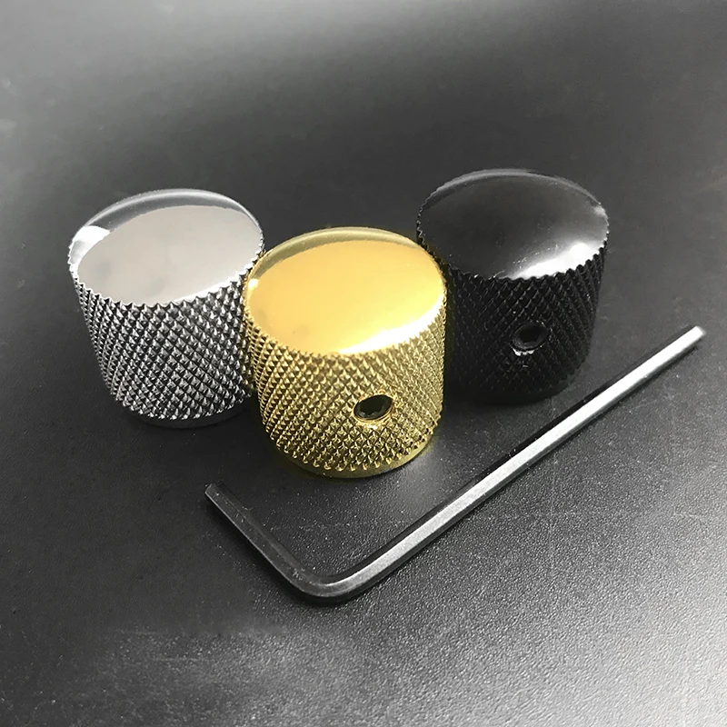 10 stücke metall dome tone tunning knopf mit hexagon schrauben lock volumen control tasten für elektrische gitarre bass schwarzchromgold f