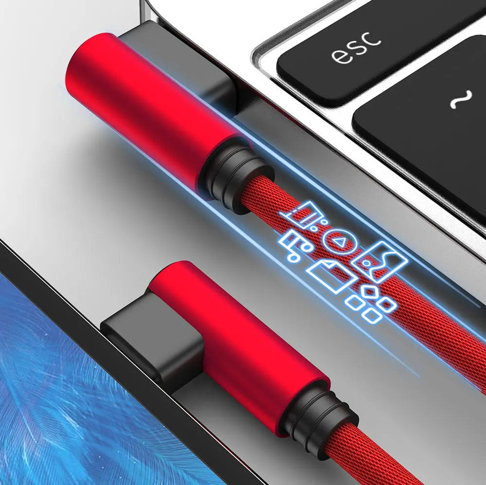 Micro USB кабель 90 градусов налокотник нейлон MUSTTRUE 1 м 2 3 быстрое зарядное устройство