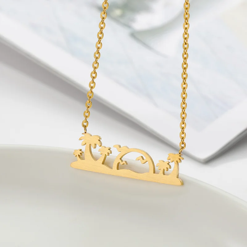 Гавайский песчаный кулон на пляж ожерелье из нержавеющей стали ювелирное