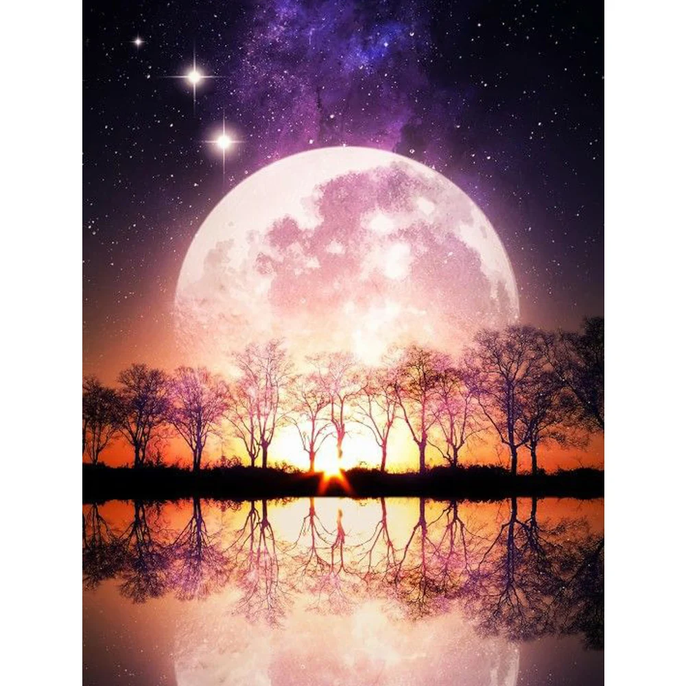 

5D DIY Embroidery Diamond Painting MOON Full Drill Round DiamondPicture Rhinestone Diamond Mosaic Cartoon Home Decor