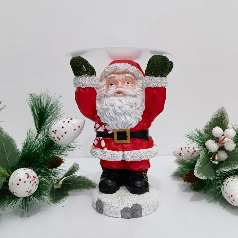 

Santa Claus Sculptural Glass Topped Holiday Table Resin Ornament Gift Christmas Home Living Room New Year Party Decoration 2022