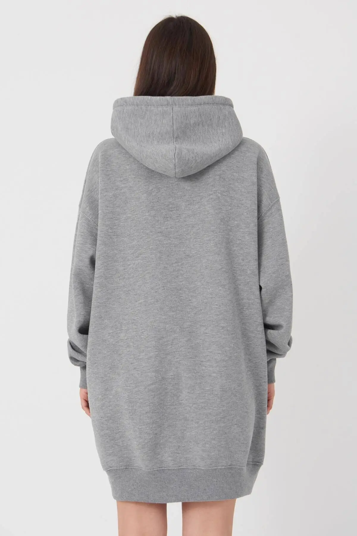 

Women's Long Hooded Sweatshirt Gray Melange Women Sweatshirt 2021 Fashion