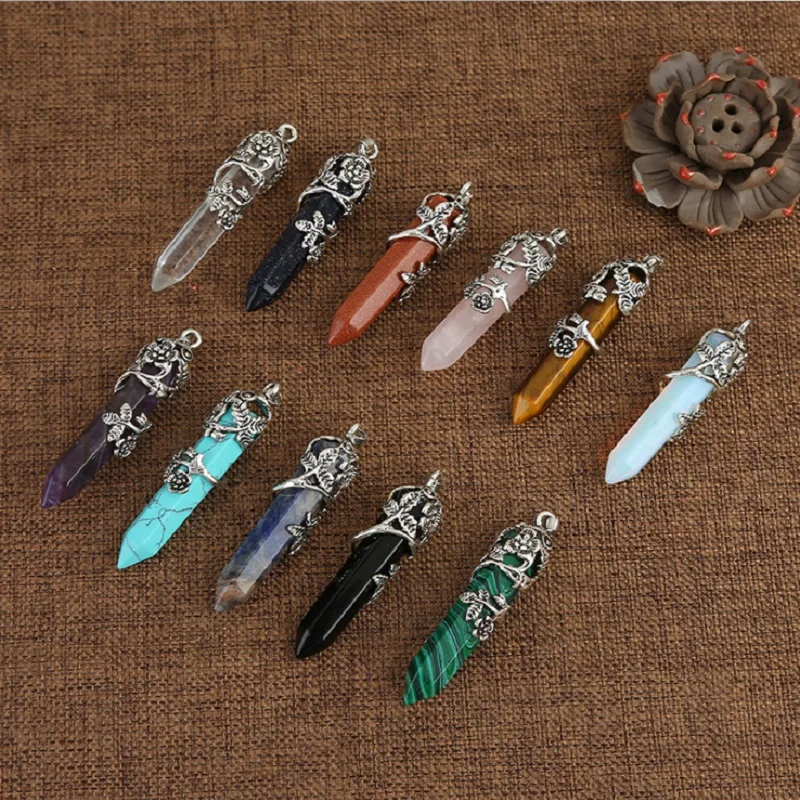 1 шт. кулон из розового кварца в горошек с натуральным кристаллом минерал