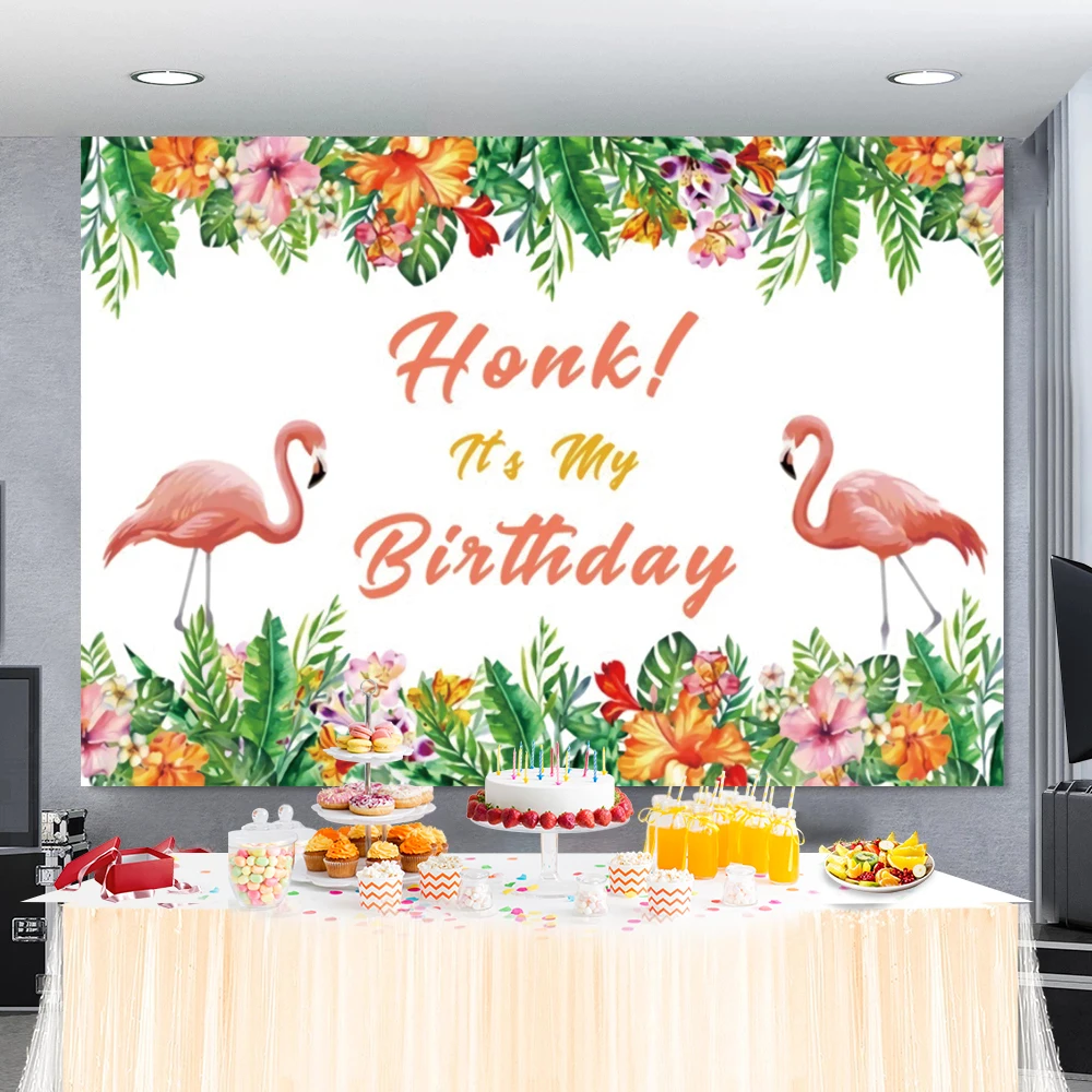 

Laeacco фон для фотосъемки с изображением фламинго, летних джунглей, дня рождения