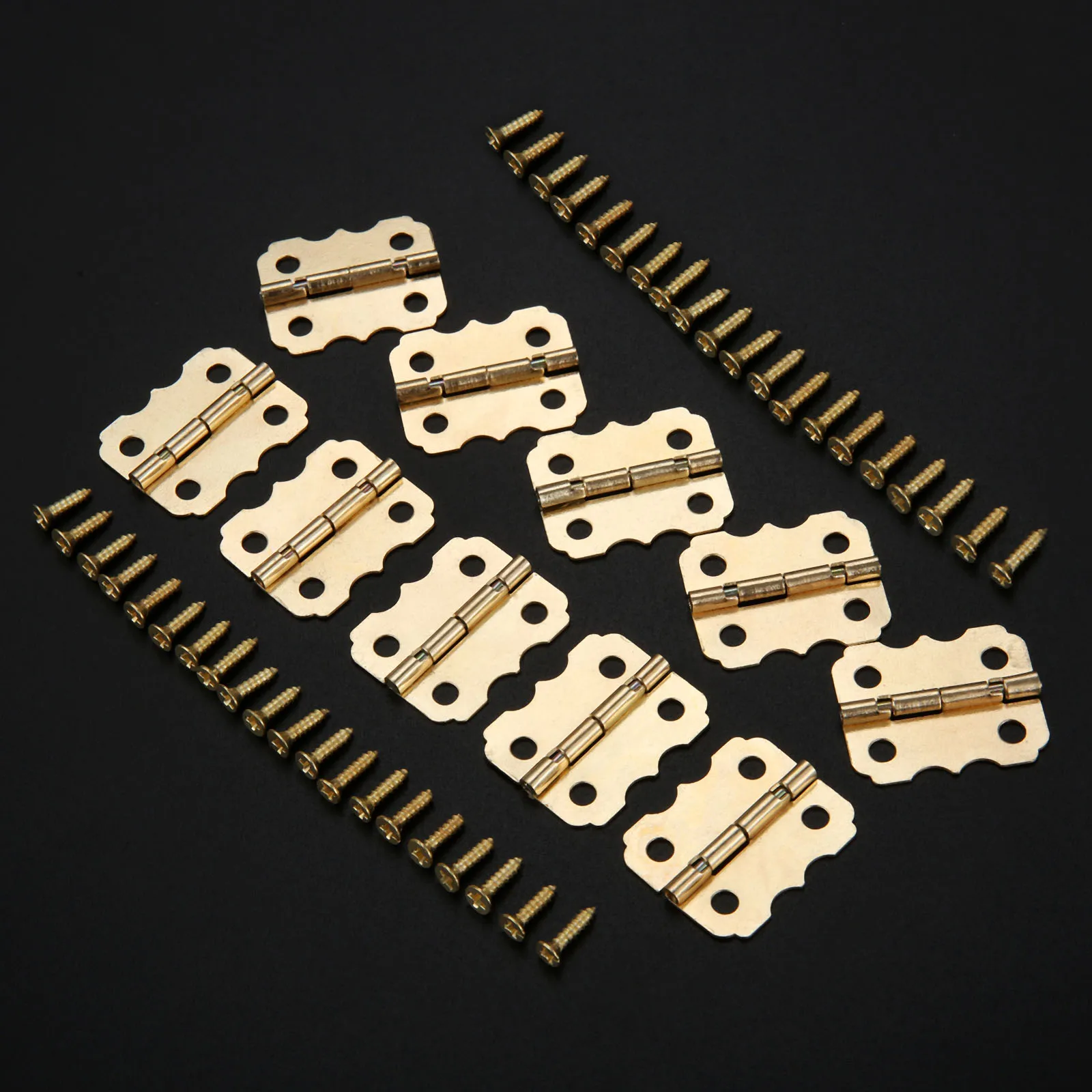 10Pcs/lot Gold Metal Hinges Butterfly 4 Holes w/screws 25*20mm 90 Degree Furniture Hardware Cabinet Drawer Door Wood Jewelry Box