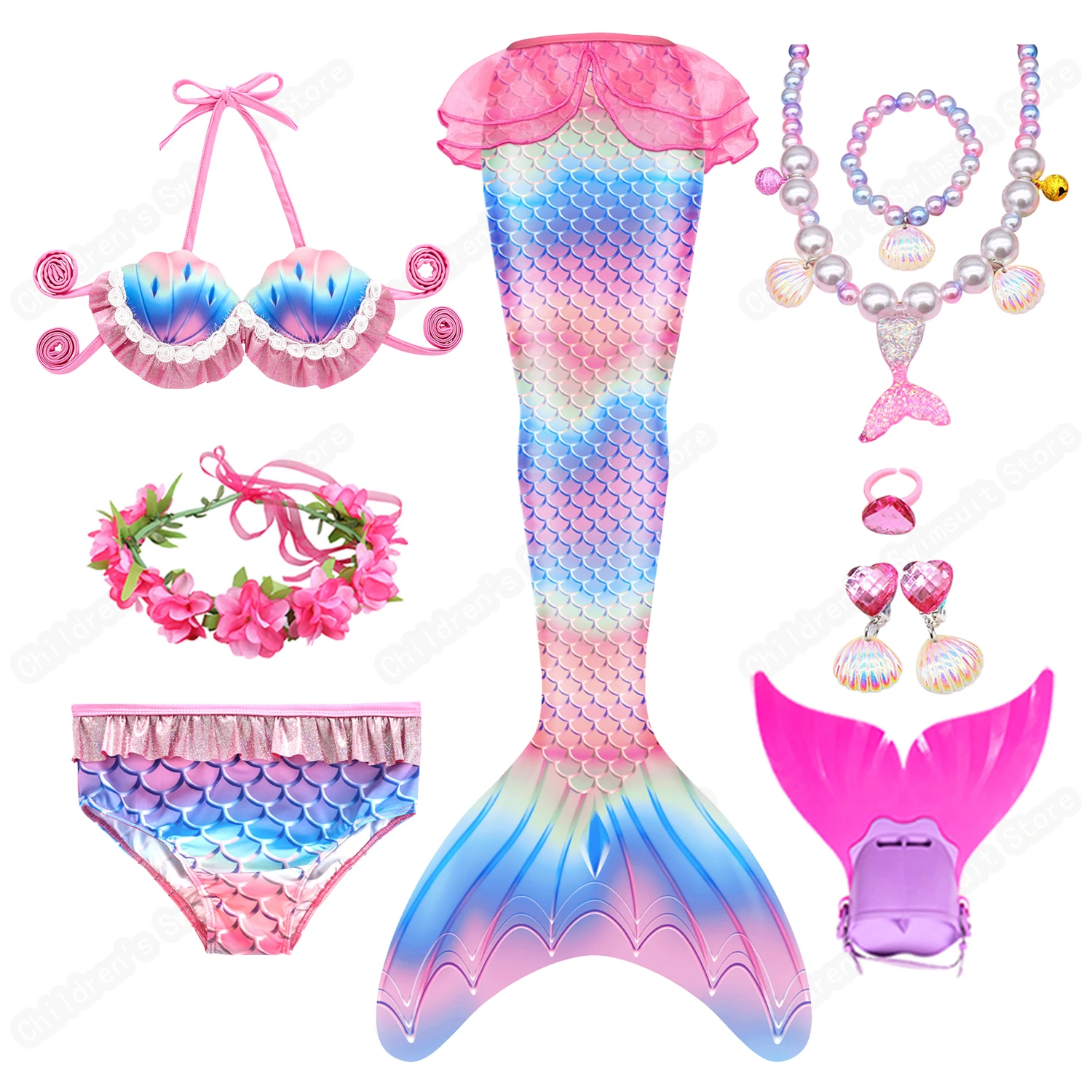 

Children's Mermaid Tails Split Swimsuit Girls Colorful Bikini Suit For Kids Swimming Sunbathing And Take Photos In Summer