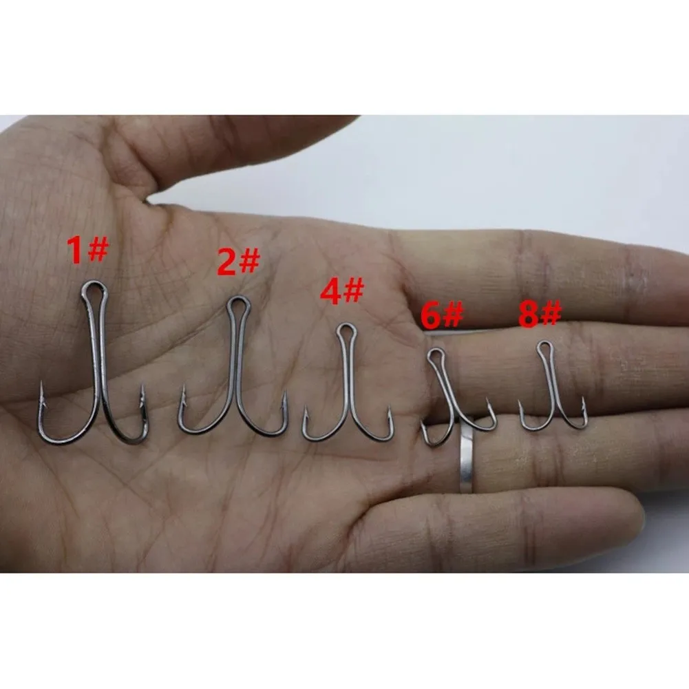 

50pcs Double Anchor Fishing Hook Dual Sea Two Claw Hook 1/2/4/6/8# Fish Barbed Jig For Saltwater Bass Soft Lure Thunder Frog
