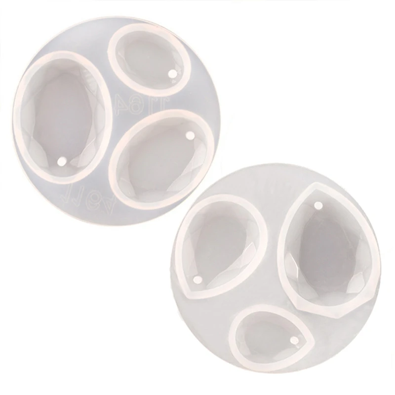

N0HE 2 Pcs Oval Water Drop Pendant Resin Mold Earring Necklace Keychain Silicone Mold
