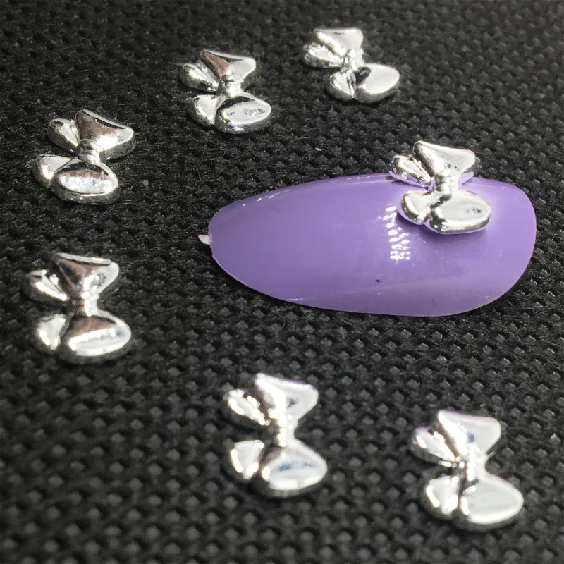 10 шт. серебряные аксессуары для дизайна ногтей 3d галстук-бабочка шармы шпильки из