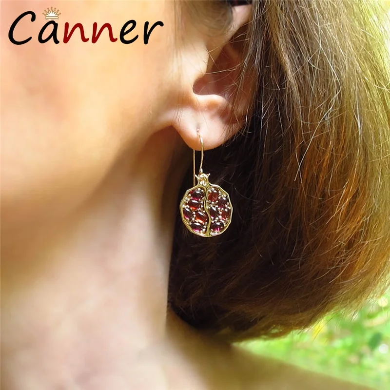 Винтажные серьги CANNER из граната висячие с гранатом натурального камня для женщин
