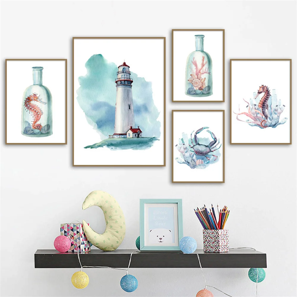 

Набор для рисования по номерам на холсте, с изображением морских животных