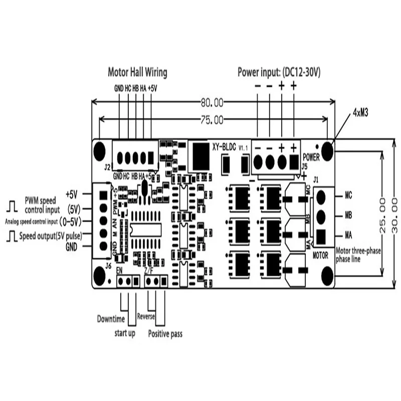 XY-BLDC DC 12 ~ 30V 200W трехфазный бесщеточный с контроллером Холла двигателя - купить по