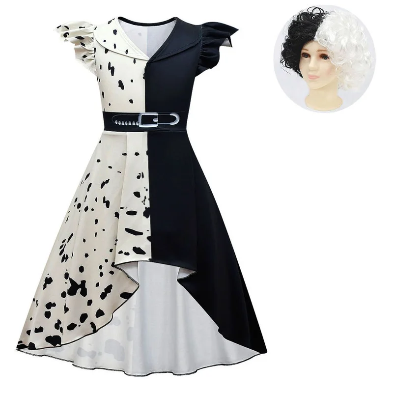 Костюмы на Хэллоуин из фильма для детей одежда девочек Косплей принцессы Cruella De Vil