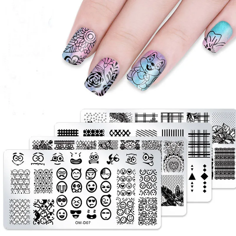 

1pcs Rectange Print Nail Stamping Plates 12*6CM Animal,Geometry,Flower,Expression Pattern Oil Transfer Nails Stamping Template#6