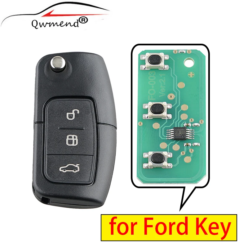 Дистанционный Автомобильный ключ для Ford Mondeo Focus Fiesta 2005-2010 3 кнопки 433 МГц 4D60 чип