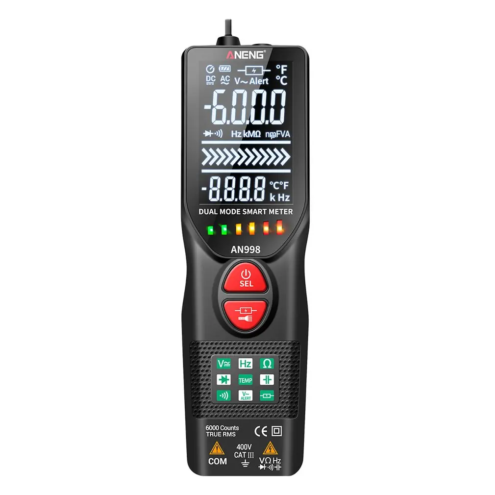 

AN998 Automatic Digital Multimeter Multimetro Polimetro Tester Current Checker 6000 Count Auto Range Detector Tool