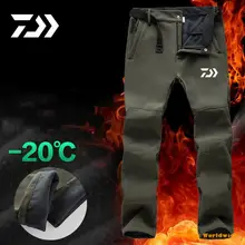 DAIWA рыболовные водонепроницаемые брюки мужские спортивные зимние толстые теплые флисовые рыбацкие брюки мужские ветровки спортивные брюки DAWA одежда
