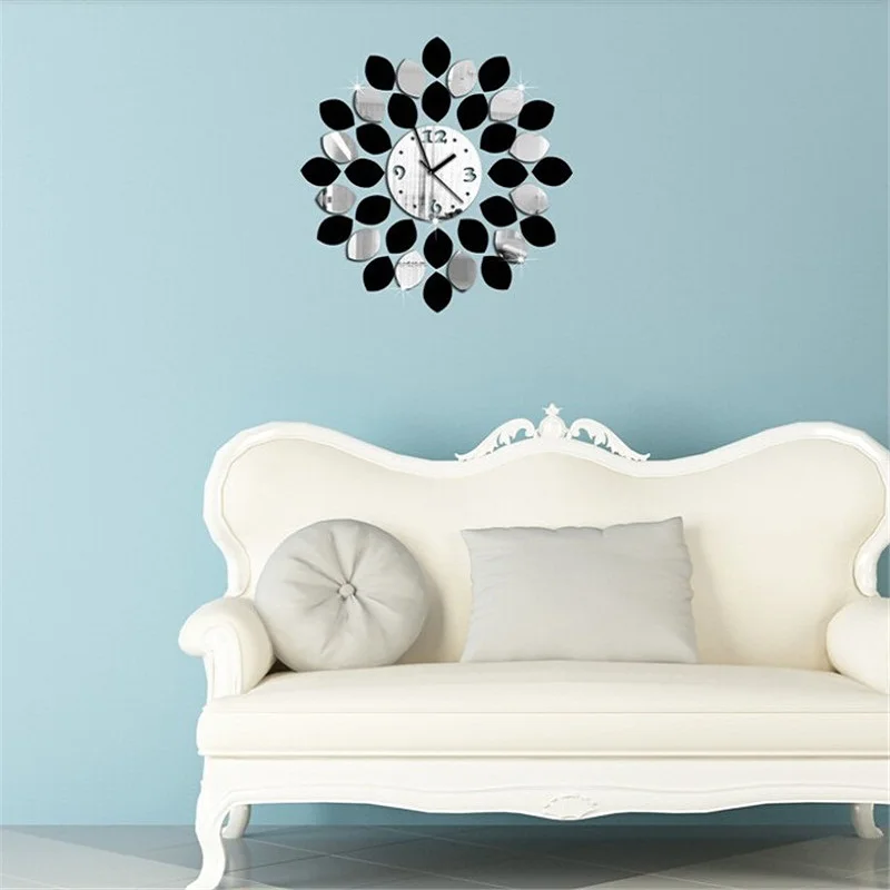 Модные лимонные часы с рамкой настенные зеркальной поверхностью наклейки для